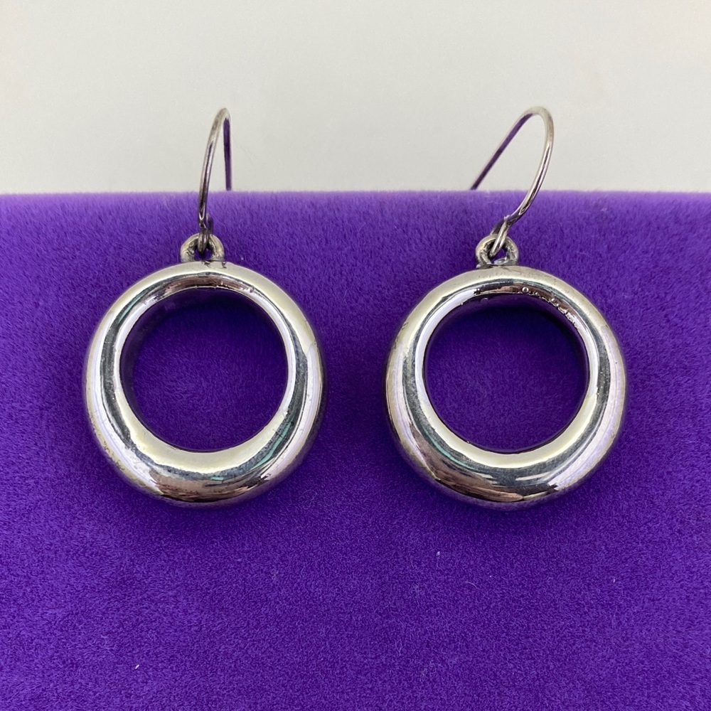 💛 Modernist Sterling Silver Circle Dangle Earrings